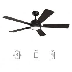 Apex 56 in. Dimmable LED Indoor/Outdoor Black Smart Ceiling Fan, with Light and Remote, Works with Alexa/Google Home by CARRO