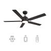 Essex 56 in. Dimmable LED Indoor/Outdoor Black Smart Ceiling Fan with Light and Remote, Works with Alexa/Google Home by CARRO -Decor Therapy Shop black carro ceiling fans with lights hs565j l12 b5 1 64 1000