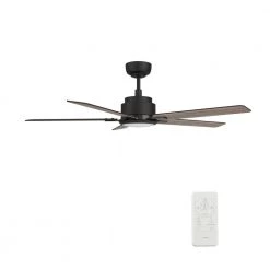 Essex 56 in. Dimmable LED Indoor/Outdoor Black Smart Ceiling Fan with Light and Remote, Works with Alexa/Google Home by CARRO -Decor Therapy Shop black carro ceiling fans with lights hs565j l12 bo 1 1f 1000