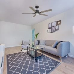 Essex 56 in. Dimmable LED Indoor/Outdoor Black Smart Ceiling Fan with Light and Remote, Works with Alexa/Google Home by CARRO -Decor Therapy Shop black carro ceiling fans with lights hs565j l12 bo 1 31 1000