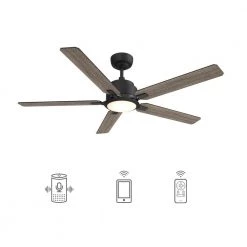 Essex 56 in. Dimmable LED Indoor/Outdoor Black Smart Ceiling Fan with Light and Remote, Works with Alexa/Google Home by CARRO