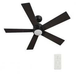 Aspen 56 in. Dimmable LED Indoor/Outdoor Black Smart Ceiling Fan with Light and Remote, Works with Alexa/Google Home by CARRO -Decor Therapy Shop black carro ceiling fans with lights hs565j1 l11 b5 1 1f 1000