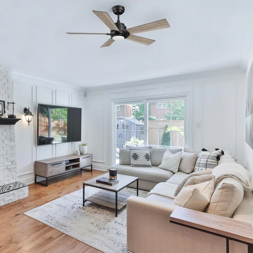 Aspen 56 in. Dimmable LED Indoor/Outdoor Black Smart Ceiling Fan with Light and Remote, Works with Alexa/Google Home by CARRO 4 Aspen 56 in. Dimmable LED Indoor/Outdoor Black Smart Ceiling Fan with Light and Remote, Works with Alexa/Google Home by CARRO - Image 2