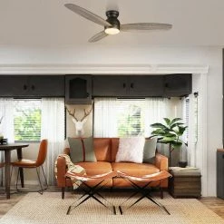 Trendsetter 60 in. Dimmable LED Indoor/Outdoor Black Smart Ceiling Fan with Light and Remote, Works w/Alexa/Google Home by CARRO -Decor Therapy Shop black carro ceiling fans with lights hs603q l12 bg 1 31 1000