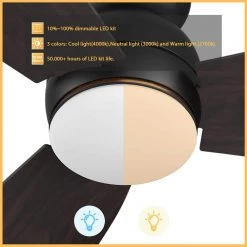 Trendsetter 60 in. Dimmable LED Indoor/Outdoor Black Smart Ceiling Fan with Light and Remote, Works w/Alexa/Google Home by CARRO -Decor Therapy Shop black carro ceiling fans with lights hs603q l12 bg 1 c3 1000