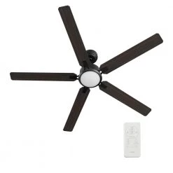 Essex 60 in. Dimmable LED Indoor/Outdoor Black Smart Ceiling Fan with Light and Remote, Works with Alexa/Google Home by CARRO -Decor Therapy Shop black carro ceiling fans with lights hs605j l12 b5 1 1f 1000