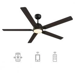 Essex 60 in. Dimmable LED Indoor/Outdoor Black Smart Ceiling Fan with Light and Remote, Works with Alexa/Google Home by CARRO