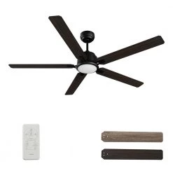 Essex 60 in. Dimmable LED Indoor/Outdoor Black Smart Ceiling Fan with Light and Remote, Works with Alexa/Google Home by CARRO