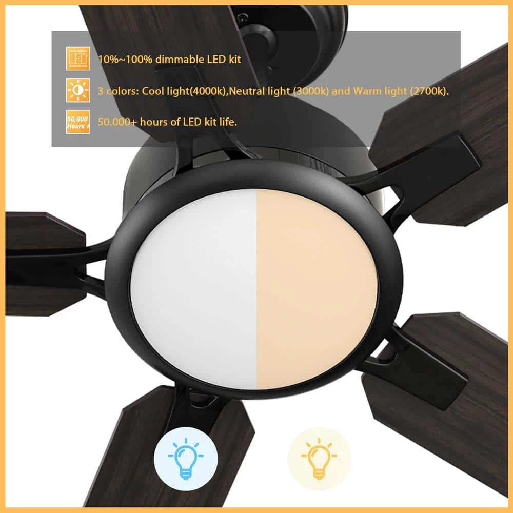 Essex 60 in. Dimmable LED Indoor/Outdoor Black Smart Ceiling Fan with Light and Remote, Works with Alexa/Google Home by CARRO 8 Essex 60 in. Dimmable LED Indoor/Outdoor Black Smart Ceiling Fan with Light and Remote, Works with Alexa/Google Home by CARRO - Image 6