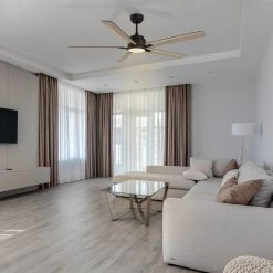 Essex 60 in. Dimmable LED Indoor/Outdoor Black Smart Ceiling Fan with Light and Remote, Works with Alexa/Google Home by CARRO -Decor Therapy Shop black carro ceiling fans with lights hs605j l12 bo 1 31 1000