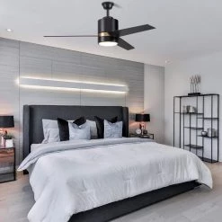 Ranger 52 in. Integrated LED Indoor Black Smart Ceiling Fan with Light Kit and Wall Control, Works w/Alexa/Google Home by CARRO -Decor Therapy Shop black carro ceiling fans with lights hwgs 523a l11 b2 1g 31 1000