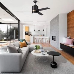 Ranger 52 in. Integrated LED Indoor Black Smart Ceiling Fan with Light Kit and Wall Control, Works w/Alexa/Google Home by CARRO -Decor Therapy Shop black carro ceiling fans with lights hwgs 523a l11 b2 1g 66 1000