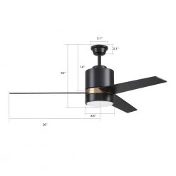 Ranger 52 in. Integrated LED Indoor Black Smart Ceiling Fan with Light Kit and Wall Control, Works w/Alexa/Google Home by CARRO -Decor Therapy Shop black carro ceiling fans with lights hwgs 523a l11 b2 1g fa 1000