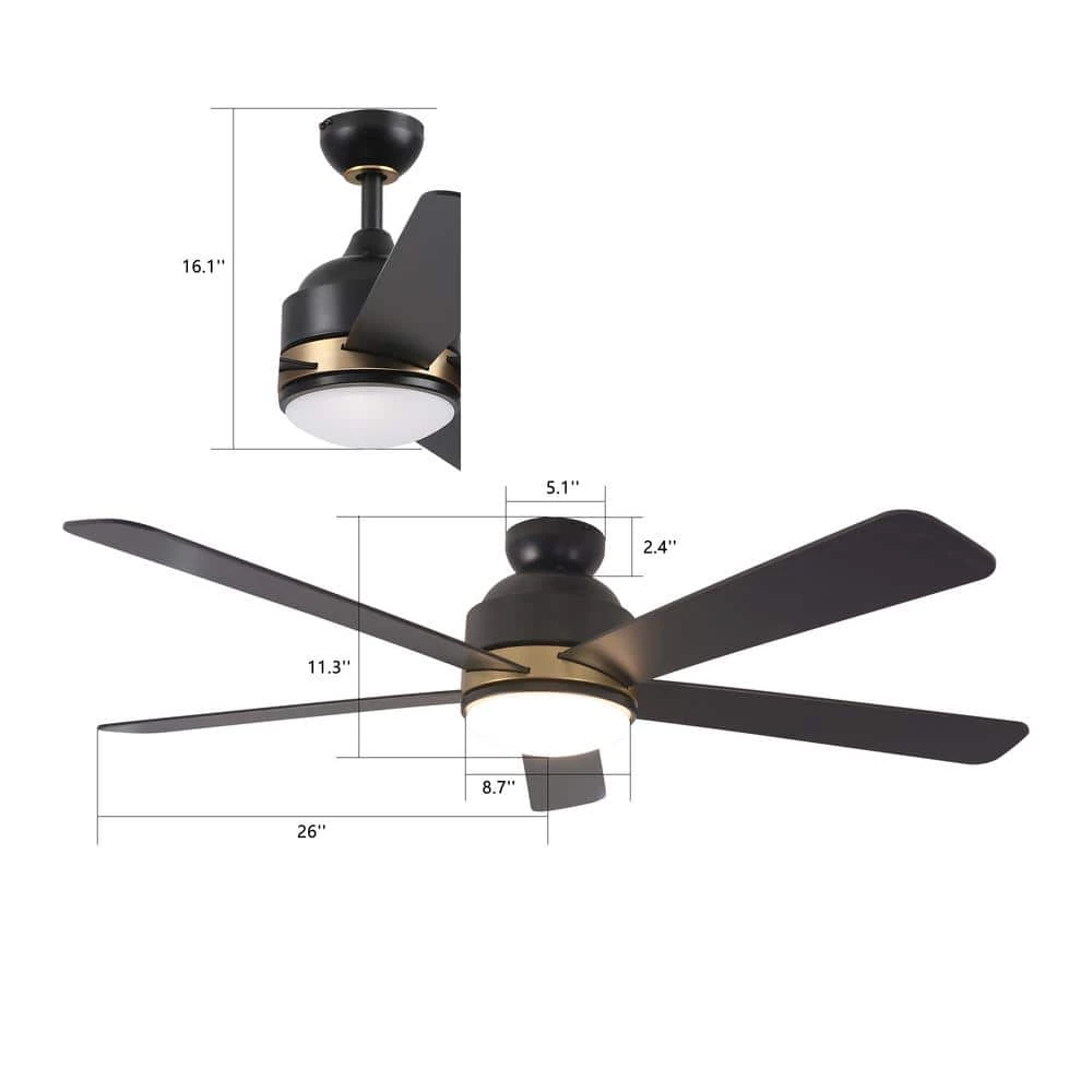 Soran 52 in. Integrated LED Indoor Black Smart Ceiling Fan with Light Kit and Wall Control, Works with Alexa/Google Home by CARRO 6 Soran 52 in. Integrated LED Indoor Black Smart Ceiling Fan with Light Kit and Wall Control, Works with Alexa/Google Home by CARRO - Image 4
