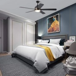 Soran 52 in. Integrated LED Indoor Black Smart Ceiling Fan with Light Kit and Wall Control, Works with Alexa/Google Home by CARRO 24 Soran 52 in. Integrated LED Indoor Black Smart Ceiling Fan with Light Kit and Wall Control, Works with Alexa/Google Home by CARRO -Decor Therapy Shop black carro ceiling fans with lights hwgs 525a2 l11 b2 1g 76 1000