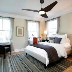 Brently 52 in. Dimmable LED Indoor/Outdoor Black Smart Ceiling Fan with Light and Remote, Works with Alexa/Google Home by CARRO -Decor Therapy Shop black carro ceiling fans with lights ns523b l12 b5 31 1000