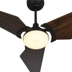 Brently 52 in. Dimmable LED Indoor/Outdoor Black Smart Ceiling Fan with Light and Remote, Works with Alexa/Google Home by CARRO -Decor Therapy Shop black carro ceiling fans with lights ns523b l12 b5 c3 1000