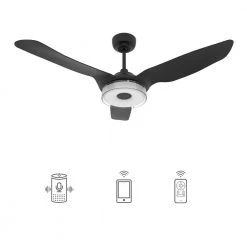 Finley 52 in. Dimmable LED Indoor/Outdoor Black Smart Ceiling Fan, Light and Remote, Works with Alexa/Google Home/Siri by CARRO