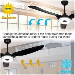 Finley 52 in. Dimmable LED Indoor/Outdoor Black Smart Ceiling Fan, Light and Remote, Works with Alexa/Google Home/Siri by CARRO -Decor Therapy Shop black carro ceiling fans with lights ns523f l12 b2 fa 1000