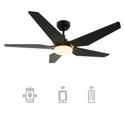 Beaumont 52 in. Dimmable LED Indoor/Outdoor Black Smart Ceiling Fan with Light and Remote, Works with Alexa/Google Home by CARRO