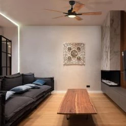 Everest 52 in. Dimmable LED Indoor/Outdoor Black Smart Ceiling Fan, Light and Remote, Works with Alexa/Google Home/Siri by CARRO -Decor Therapy Shop black carro ceiling fans with lights ns525e l12 b3 31 1000