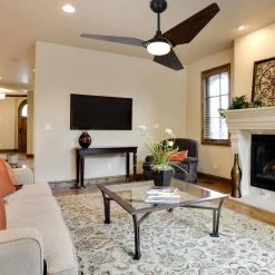 Brently 56 in. Dimmable LED Indoor/Outdoor Black Smart Ceiling Fan with Light and Remote, Works with Alexa/Google Home by CARRO -Decor Therapy Shop black carro ceiling fans with lights ns563b l12 b5 31 1000