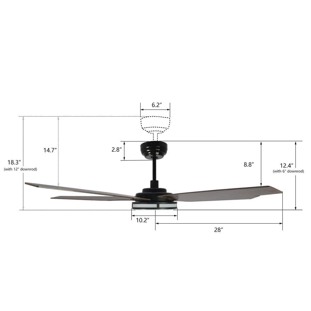 Starfish 56 in. Dimmable LED Indoor/Outdoor Black Smart Ceiling Fan with Light and Remote, Works with Alexa/Google Home by CARRO 8 Starfish 56 in. Dimmable LED Indoor/Outdoor Black Smart Ceiling Fan with Light and Remote, Works with Alexa/Google Home by CARRO - Image 6