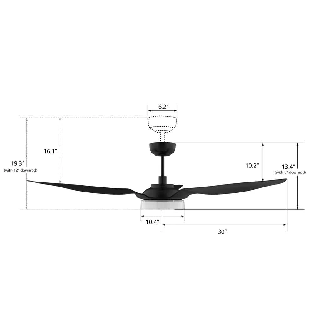 Finley 60 in. Dimmable LED Indoor/Outdoor Black Smart Ceiling Fan, Light and Remote, Works with Alexa/Google Home/Siri by CARRO 5 Finley 60 in. Dimmable LED Indoor/Outdoor Black Smart Ceiling Fan, Light and Remote, Works with Alexa/Google Home/Siri by CARRO - Image 3