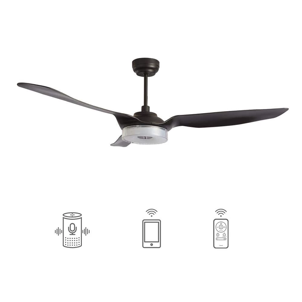 Finley 60 in. Dimmable LED Indoor/Outdoor Black Smart Ceiling Fan, Light and Remote, Works with Alexa/Google Home/Siri by CARRO 3 Finley 60 in. Dimmable LED Indoor/Outdoor Black Smart Ceiling Fan, Light and Remote, Works with Alexa/Google Home/Siri by CARRO