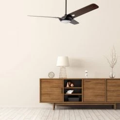 Innovator 52 in. Indoor/Outdoor Black Smart Ceiling Fan, Dimmable LED Light and Remote, Works w/ Alexa/Google Home/Siri by CARRO -Decor Therapy Shop black carro ceiling fans with lights s523a l12 b5 1 31 1000