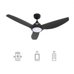 Cresta 52 in. Dimmable LED Indoor/Outdoor Black Smart Ceiling Fan with Light and Remote, Works w/Alexa/Google Home by CARRO