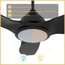 Cresta 52 in. Dimmable LED Indoor/Outdoor Black Smart Ceiling Fan with Light and Remote, Works w/Alexa/Google Home by CARRO -Decor Therapy Shop black carro ceiling fans with lights s523k l11 b2 1 c3 1000