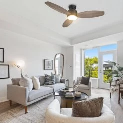 Trendsetter 52 in. Dimmable LED Indoor/Outdoor Black Smart Ceiling Fan with Light and Remote, Works w/Alexa/Google Home by CARRO -Decor Therapy Shop black carro ceiling fans with lights s523q l12 bg 1 31 1000