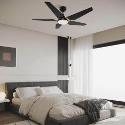 Voyager 52 in. Dimmable LED Indoor/Outdoor Black Smart Ceiling Fan with Light and Remote, Works w/Alexa/Google Home by CARRO -Decor Therapy Shop black carro ceiling fans with lights s525b l22 b2 1g 44 1000