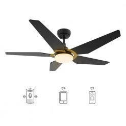 Voyager 52 in. Dimmable LED Indoor/Outdoor Black Smart Ceiling Fan with Light and Remote, Works w/Alexa/Google Home by CARRO