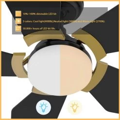 Voyager 52 in. Dimmable LED Indoor/Outdoor Black Smart Ceiling Fan with Light and Remote, Works w/Alexa/Google Home by CARRO -Decor Therapy Shop black carro ceiling fans with lights s525b l22 b2 1g 77 1000