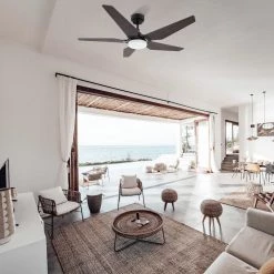 Voyager 52 in. Dimmable LED Indoor/Outdoor Black Smart Ceiling Fan with Light and Remote Works w/Alexa/Google Home by CARRO -Decor Therapy Shop black carro ceiling fans with lights s525b l22 b5 1 31 1000