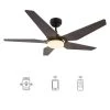 Voyager 52 in. Dimmable LED Indoor/Outdoor Black Smart Ceiling Fan with Light and Remote Works w/Alexa/Google Home by CARRO -Decor Therapy Shop black carro ceiling fans with lights s525b l22 b5 1 64 1000