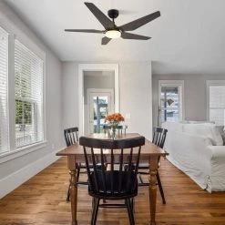 Voyager 52 in. Dimmable LED Indoor/Outdoor Black Smart Ceiling Fan with Light and Remote Works w/Alexa/Google Home by CARRO -Decor Therapy Shop black carro ceiling fans with lights s525b l22 b5 1 77 1000