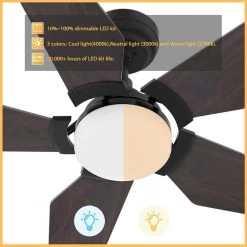 Voyager 52 in. Dimmable LED Indoor/Outdoor Black Smart Ceiling Fan with Light and Remote Works w/Alexa/Google Home by CARRO -Decor Therapy Shop black carro ceiling fans with lights s525b l22 b5 1 c3 1000