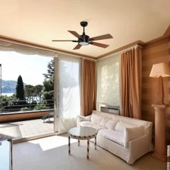 Apex 52 in. Dimmable LED Indoor/Outdoor Black Smart Ceiling Fan with Light and Remote, Works w/Alexa/Google Home by CARRO -Decor Therapy Shop black carro ceiling fans with lights s525e l12 b3 1 31 1000