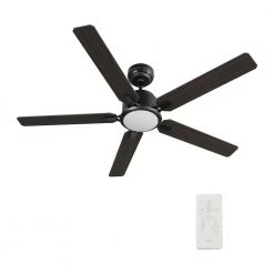Essex 52 in. Integrated LED Indoor/Outdoor Black Smart Ceiling Fan with Light and Remote, Works w/Alexa/Google Home by CARRO