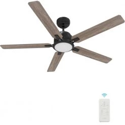 Essex 52 in. Dimmable LED Indoor/Outdoor Black Smart Ceiling Fan with Light and Remote, Works w/Alexa/Google Home by CARRO -Decor Therapy Shop black carro ceiling fans with lights s525j l12 bg 1 44 1000