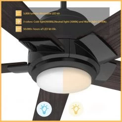 Aspen 52 in. Dimmable LED Indoor/Outdoor Black Smart Ceiling Fan with Light and Remote, Works with Alexa/Google Home by CARRO -Decor Therapy Shop black carro ceiling fans with lights s525j1 l11 b5 1 c3 1000