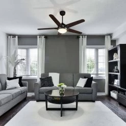 Sonnen 52 in. Dimmable LED Indoor/Outdoor Black Smart Ceiling Fan with Light and Remote, Works with Alexa/Google Home by CARRO -Decor Therapy Shop black carro ceiling fans with lights s525w l12 b5 1 1f 1000