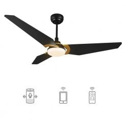 Brently 56 in. Dimmable LED Indoor/Outdoor Black Smart Ceiling Fan with Light and Remote, Works w/ Alexa/Google Home by CARRO