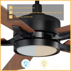 Apex 56 in. Dimmable LED Indoor/Outdoor Black Smart Ceiling Fan, with Light and Remote, Works w/Alexa/Google Home by CARRO -Decor Therapy Shop black carro ceiling fans with lights s565e l12 b3 1 c3 1000