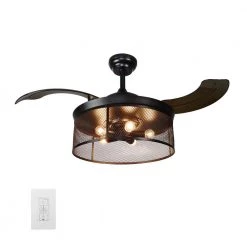 Paramount 42 in. Black Retractable Smart Ceiling Fan with light kit and Wall Control, Works with Alexa/Google Home by CARRO