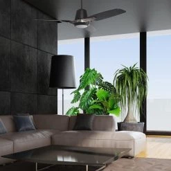 Exton 52 in. Integrated LED Indoor Black Smart Ceiling Fan with Light Kit and Wall Control, Works with Alexa/Google Home by CARRO -Decor Therapy Shop black carro ceiling fans with lights wgs 523f l12 b2 1 76 1000