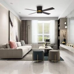 Arlo 52 in. Integrated LED Indoor Black Smart Ceiling Fan with Light Kit and Wall Control, Works with Alexa/Google Home by CARRO -Decor Therapy Shop black carro ceiling fans with lights wgs 524g l12 b2 1fm 44 1000